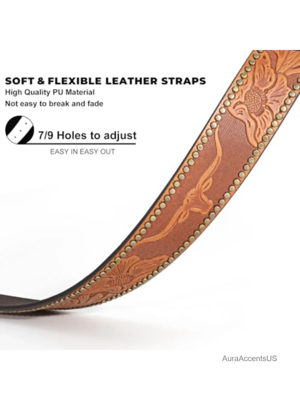 Western PU Leather Belt Strap Without Buckle for Men Women Cowboy Cowgirl